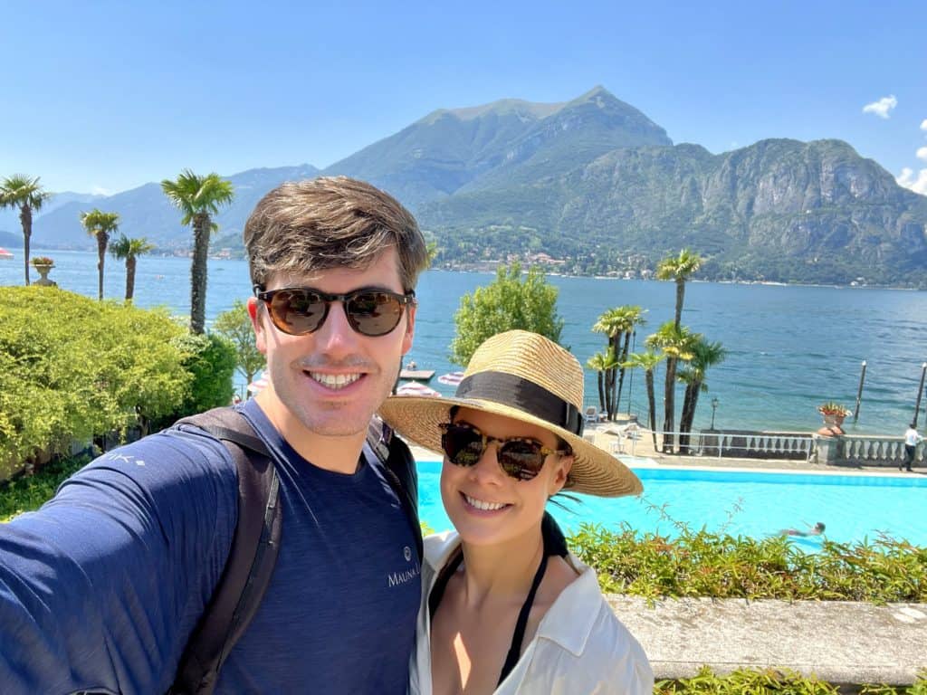 Ashley Miller Daniels and her husband on a private boat excursion on Lake Como, Italy.
