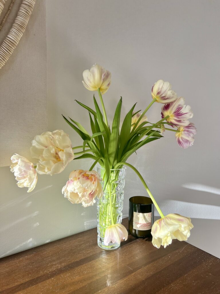 Flowers in vase. Spring style for the new season, spring style in San francisco