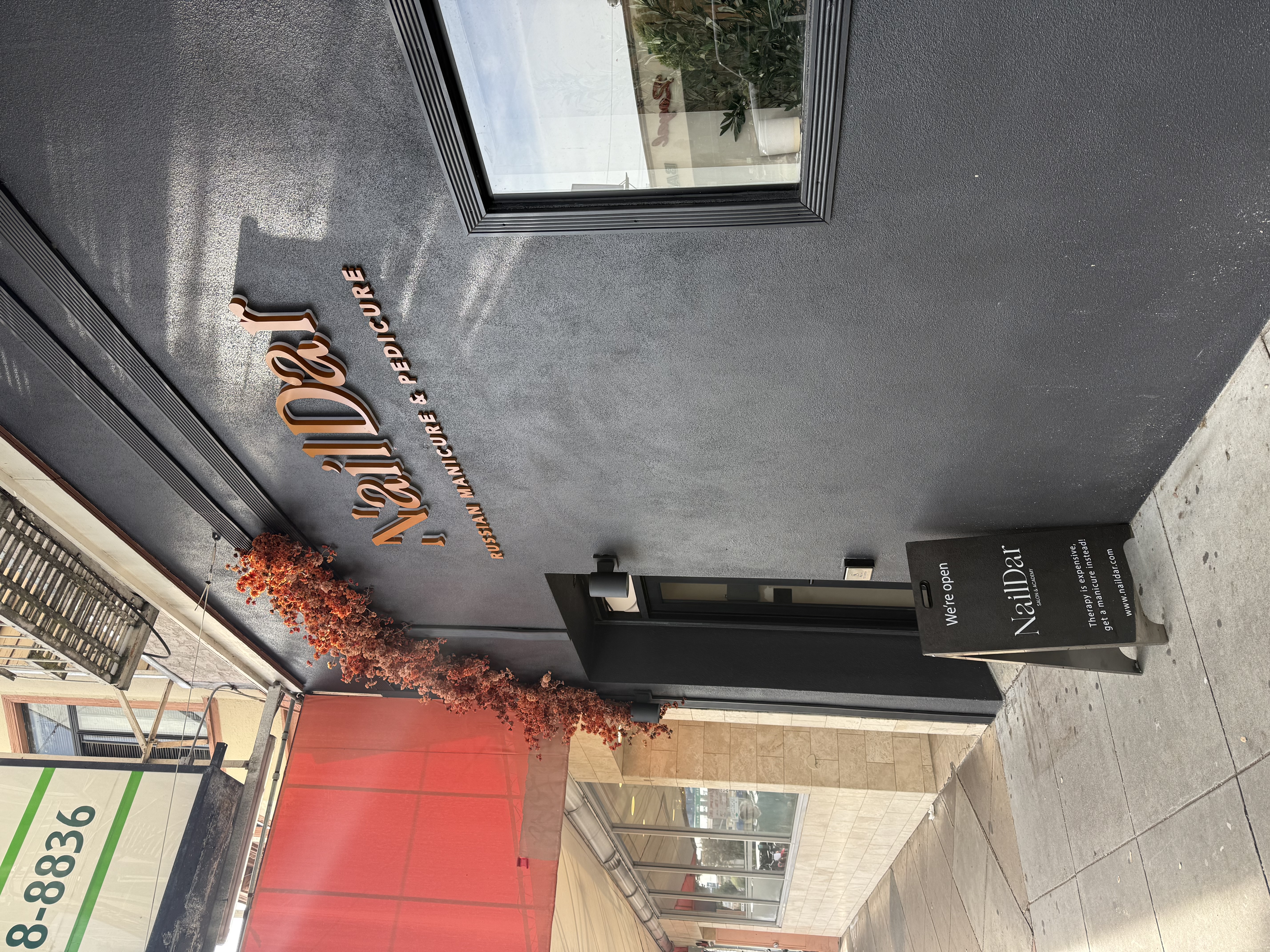 The exterior storefront of NailDar salon on 17th Ave in the Richmond District, San Francisco.