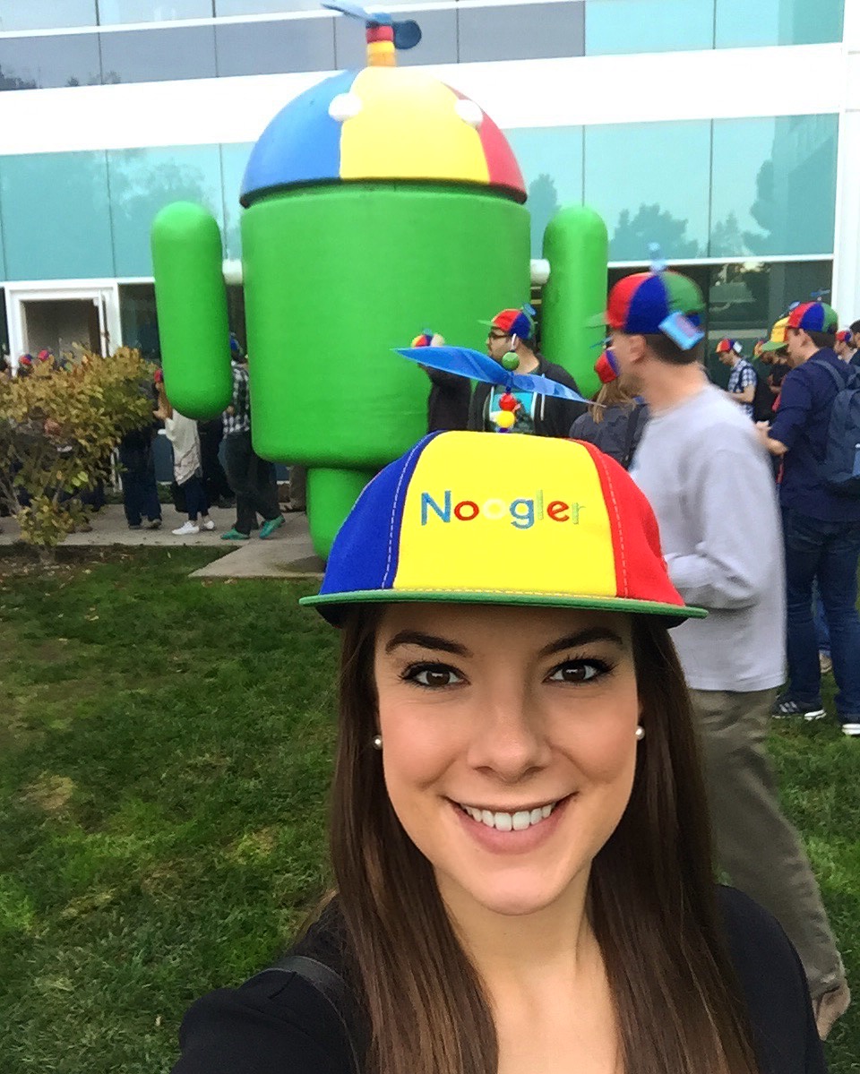 Me wearing my Noogler hat at Google orientation 9 years ago.