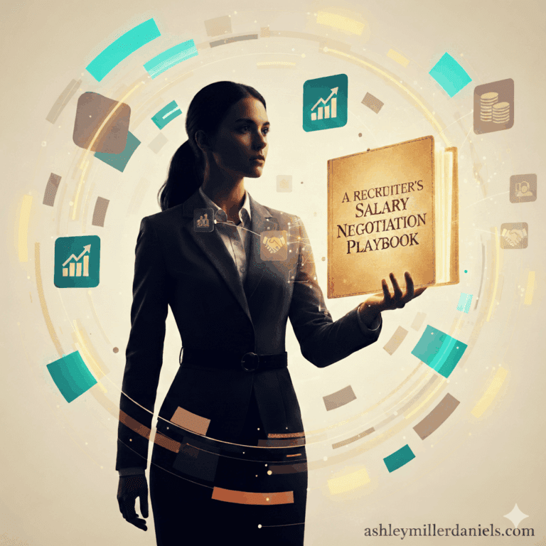 Abstract image of a woman confidently holding a playbook for salary negotiation.