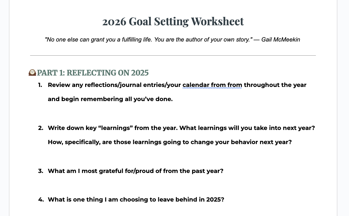 2026 Goal Setting Worksheet: Free Printable & Reflection Guide | Ashley ...